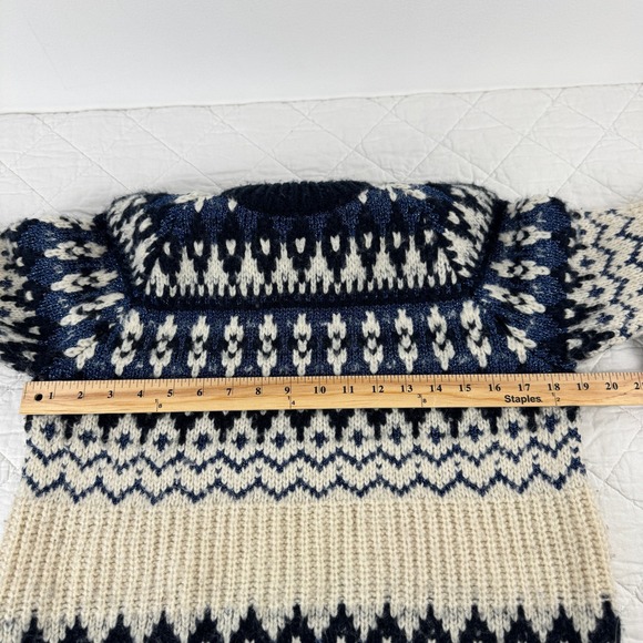 Scotch Soda Fair Isle Knit Crewneck Sweater Blue Cream Wool Blend Size S - Picture 6 of 16